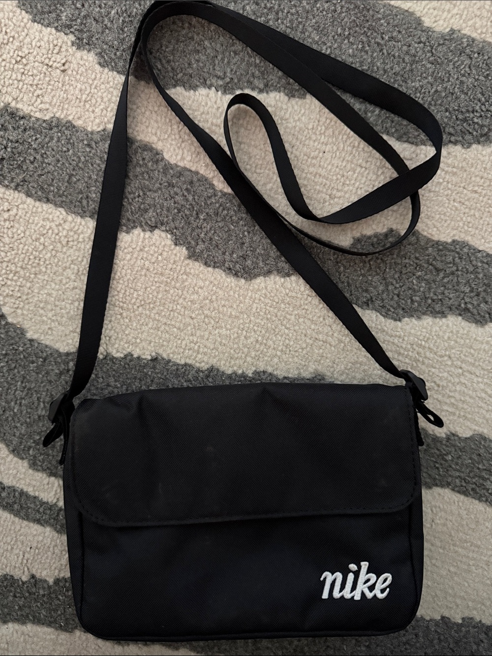 Nike Black Messenger Crossbody Bag with White Logo